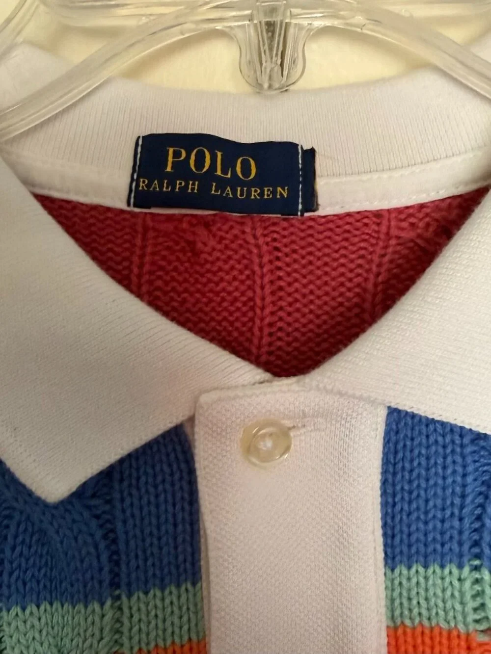 Ralph Lauren Women’s Stripe Cable Knitted Polo Shirt Size S - Picture 3 of 7